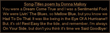 Song-Titles poem by Donna Mallory photo